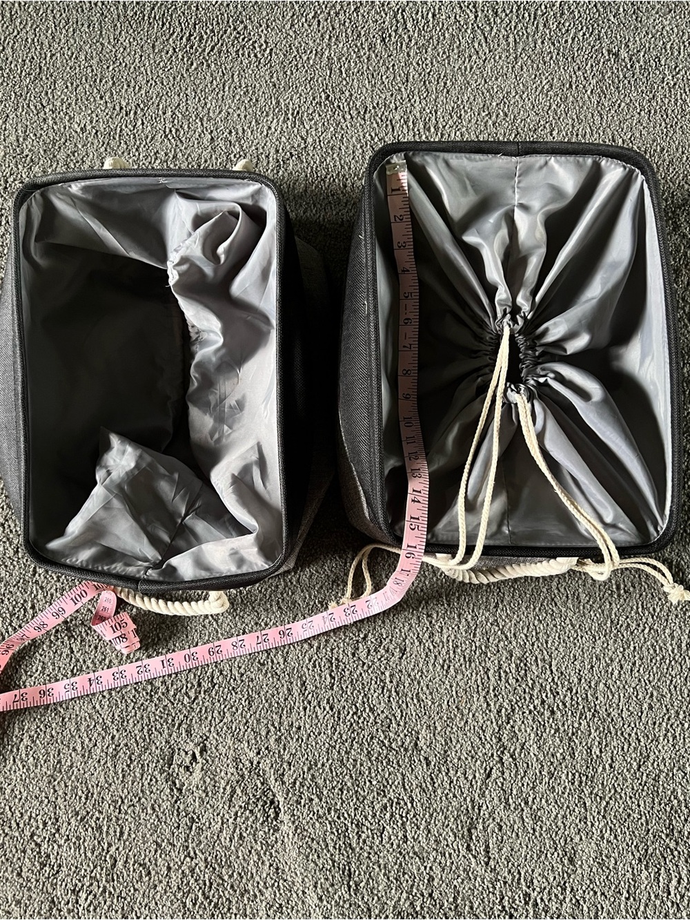 Collapsible cloth baskets with drawstring
